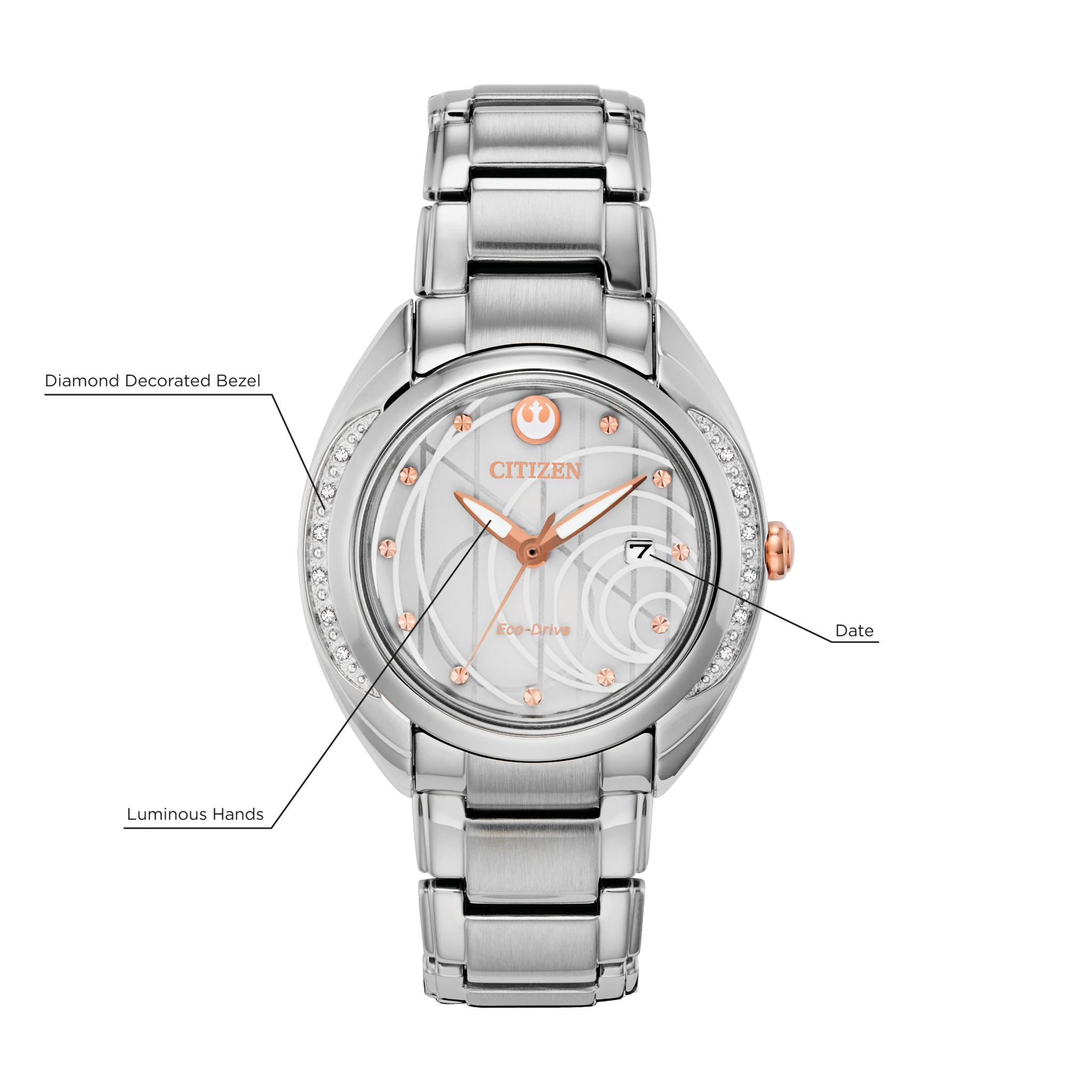 Princess Leia Silver-Tone Dial Stainless Steel Bracelet EW2251-81W